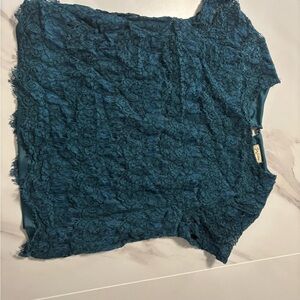 Lily White Teal Lace Blouse